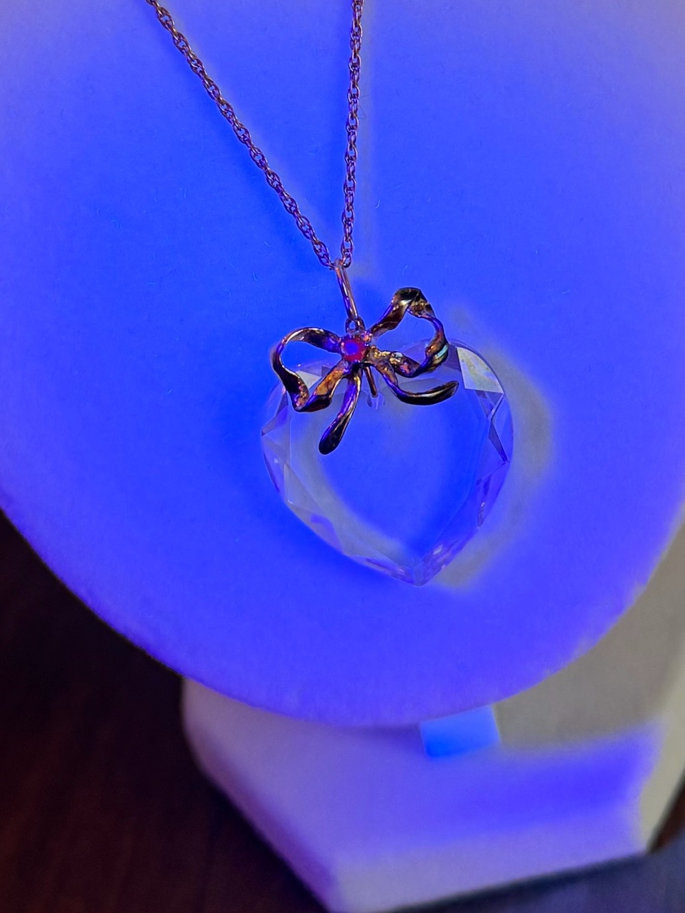 LENOX Crystal and Ruby 925 Pendant on 14k Gold Filled Chain - Picture 4 of 9